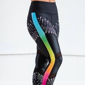 Rebel Athletic Rainbow/Multi-Colored Criss Cross Leggings